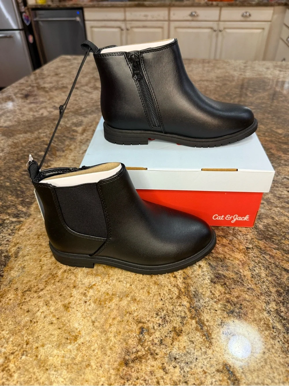 Cat & Jack Black Kids' Chelsea Boot with Side Zipper